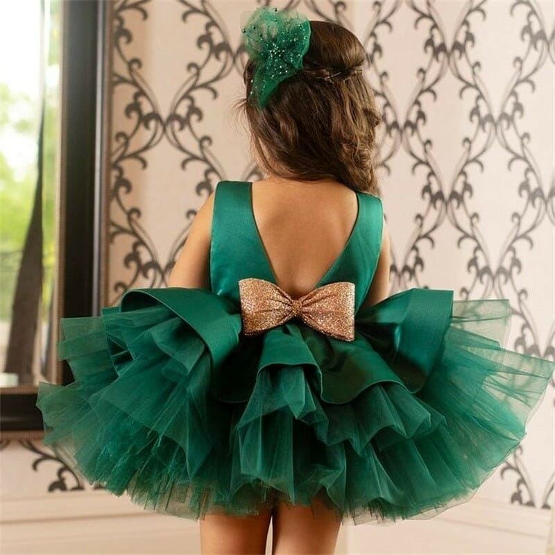 Girls big bow dress