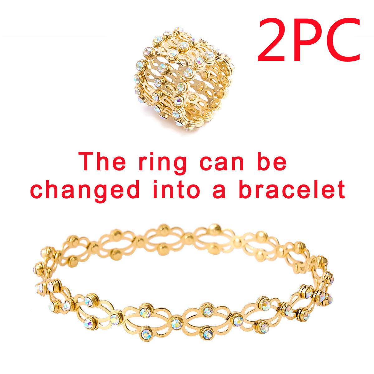 Women's 2 in 1 ring bracelet