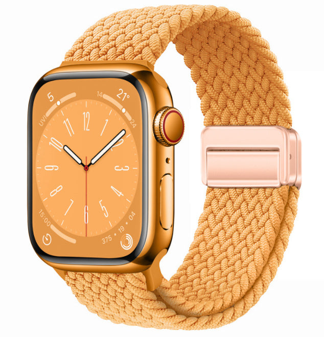 Unisex millet color rose gold buckle woven loop watch band