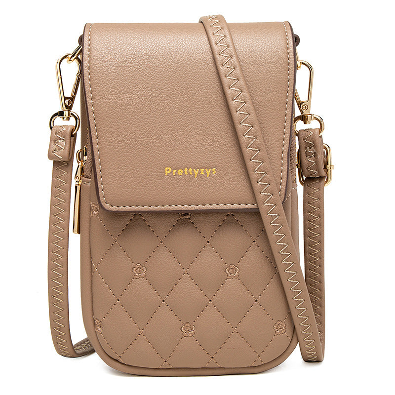 Unisex coffee plaid phone crossbody bag