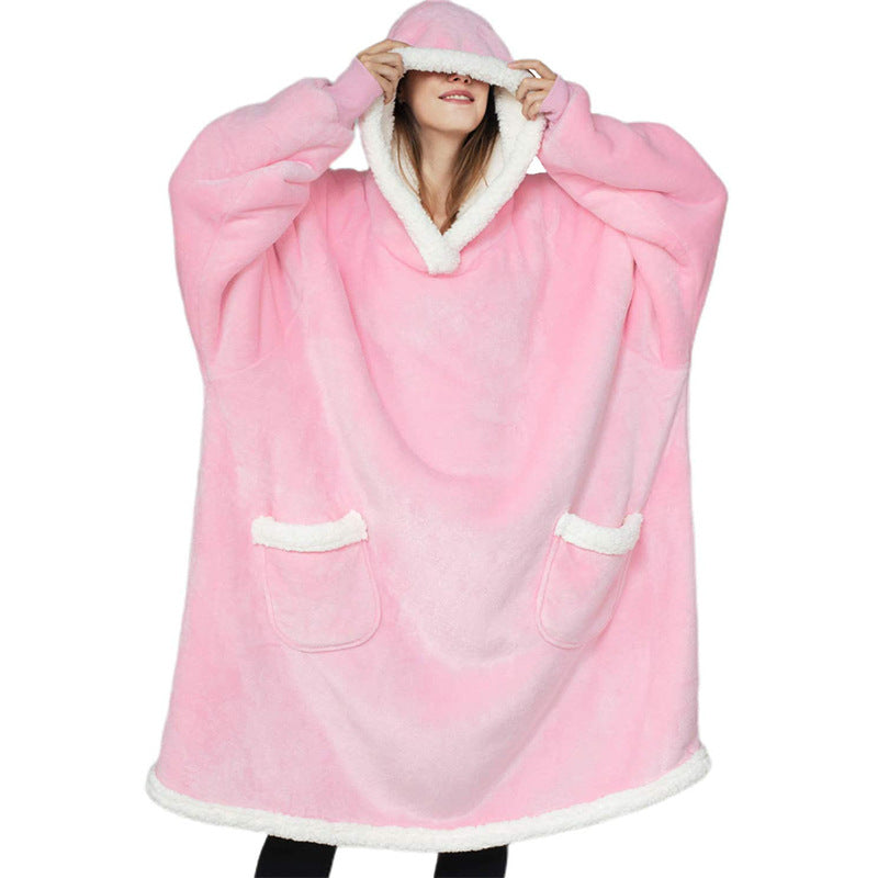 Unisex short pink tv hoodie blanket