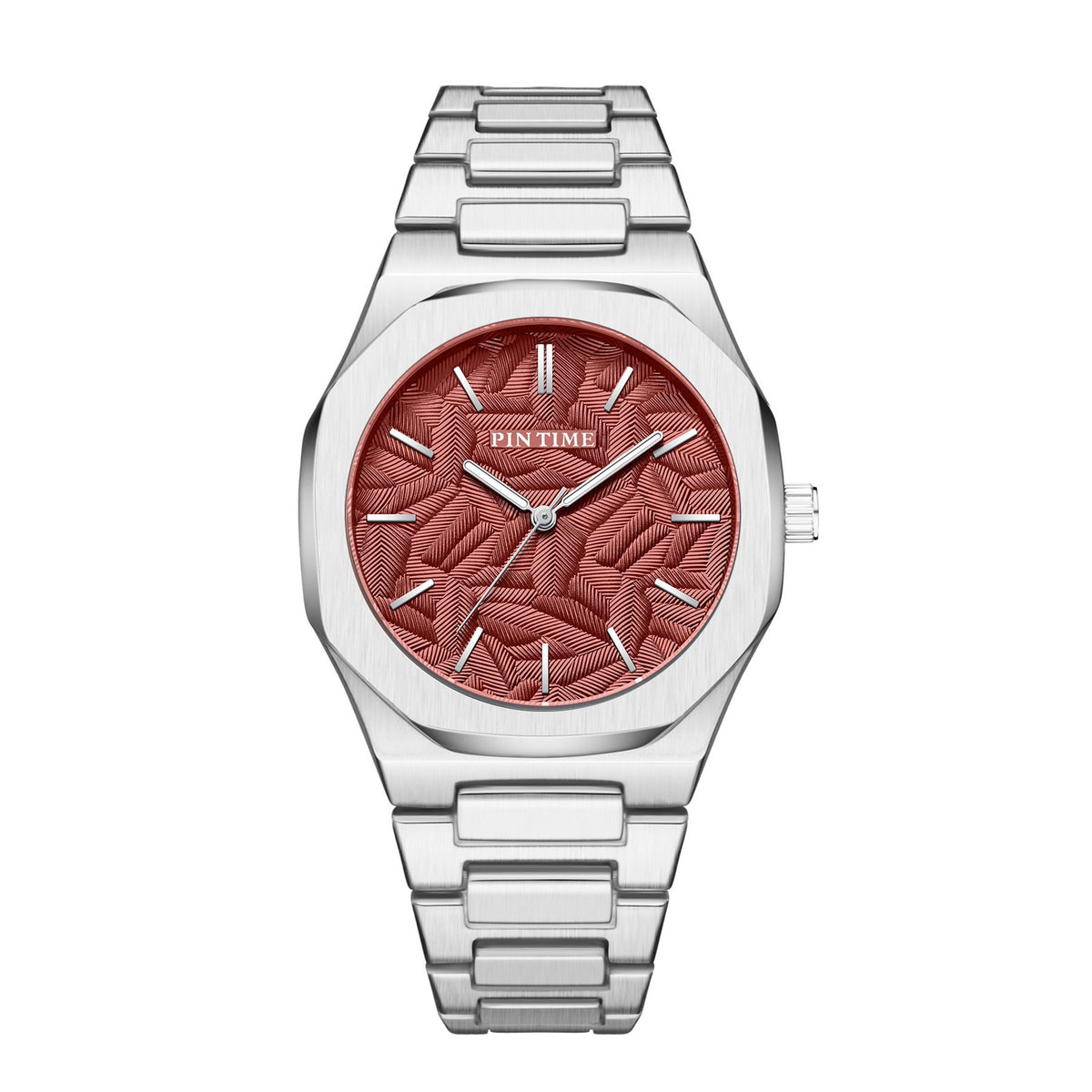Men's palm leaf embossed watch