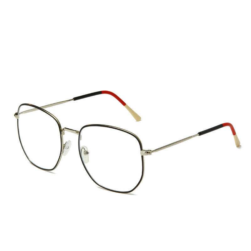Unisex black circle silver frame whit polygonal sunglasses