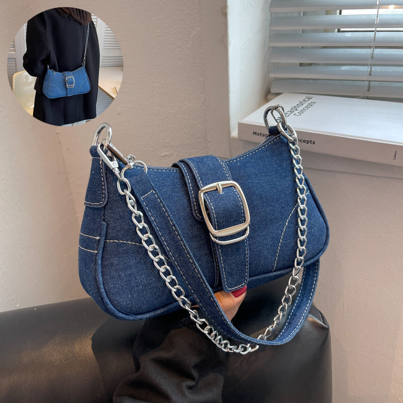 Women's denim armpit bag