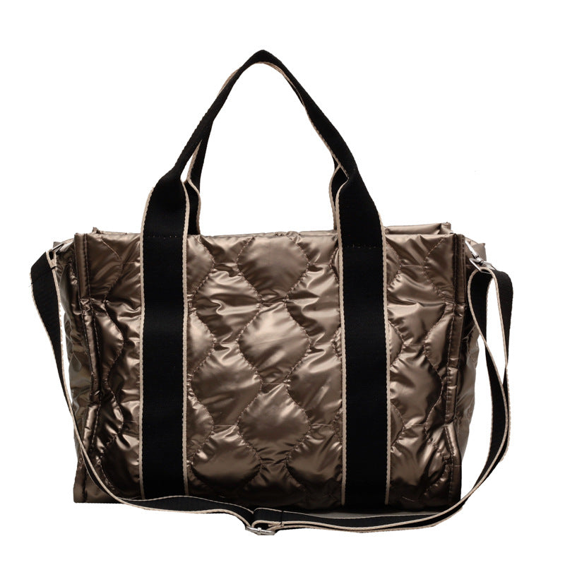 Women's champagne rhombus quilted tote
