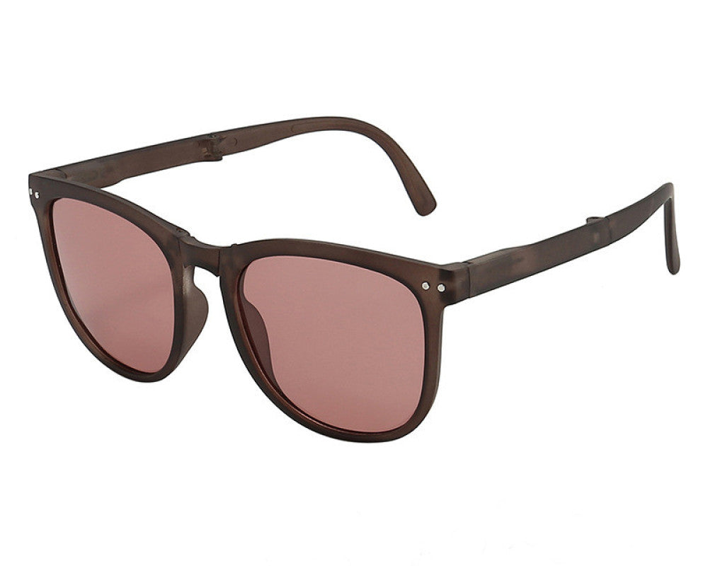 Women's pink light coffee foldable sunglasses