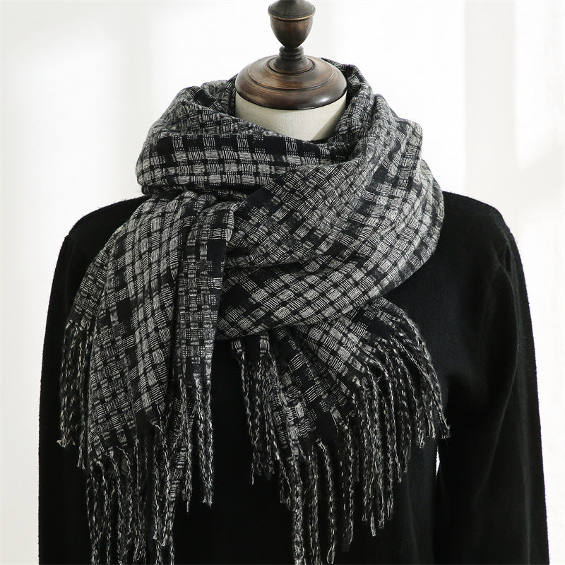 Unisex black cashmere scarf