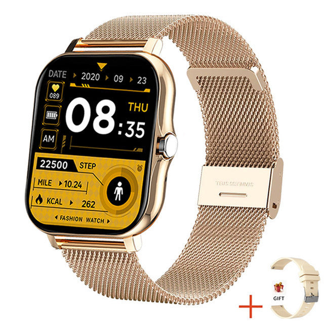 Women's gold mesh plus silicone smart watch