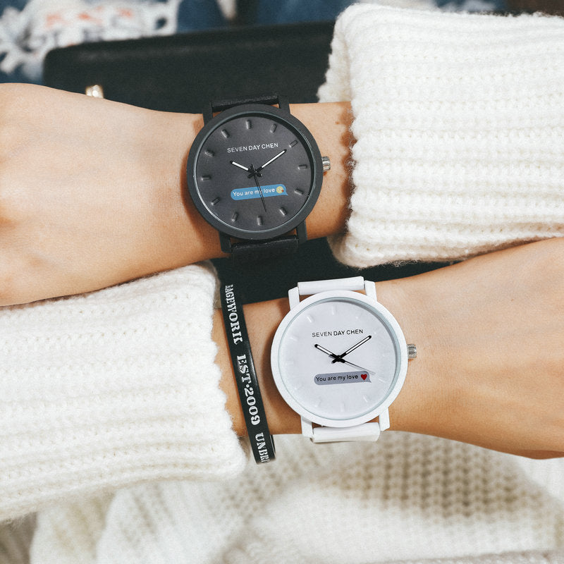 Alternate view: Unisex retro black & white watch