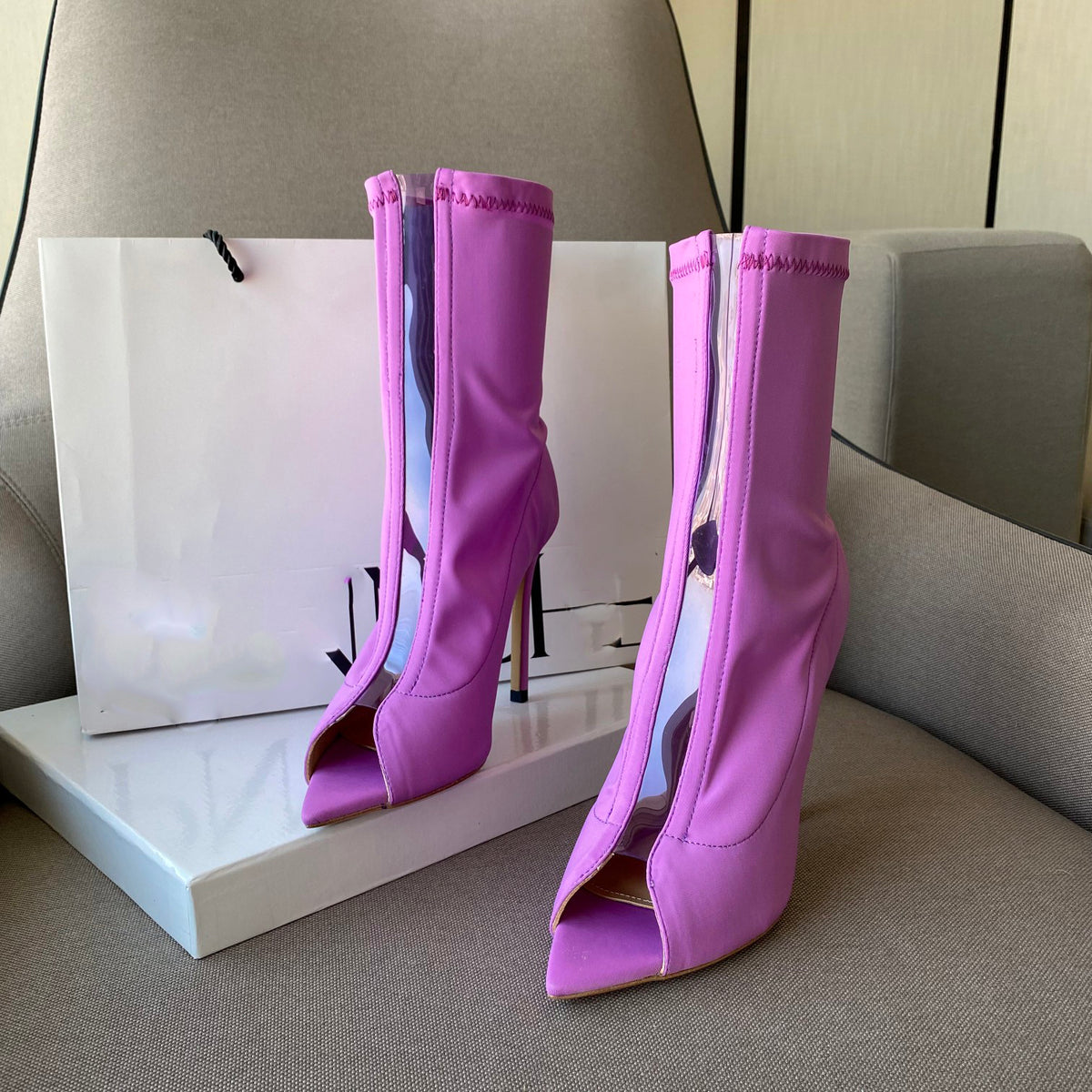 Women's light purple lycra stiletto sandals