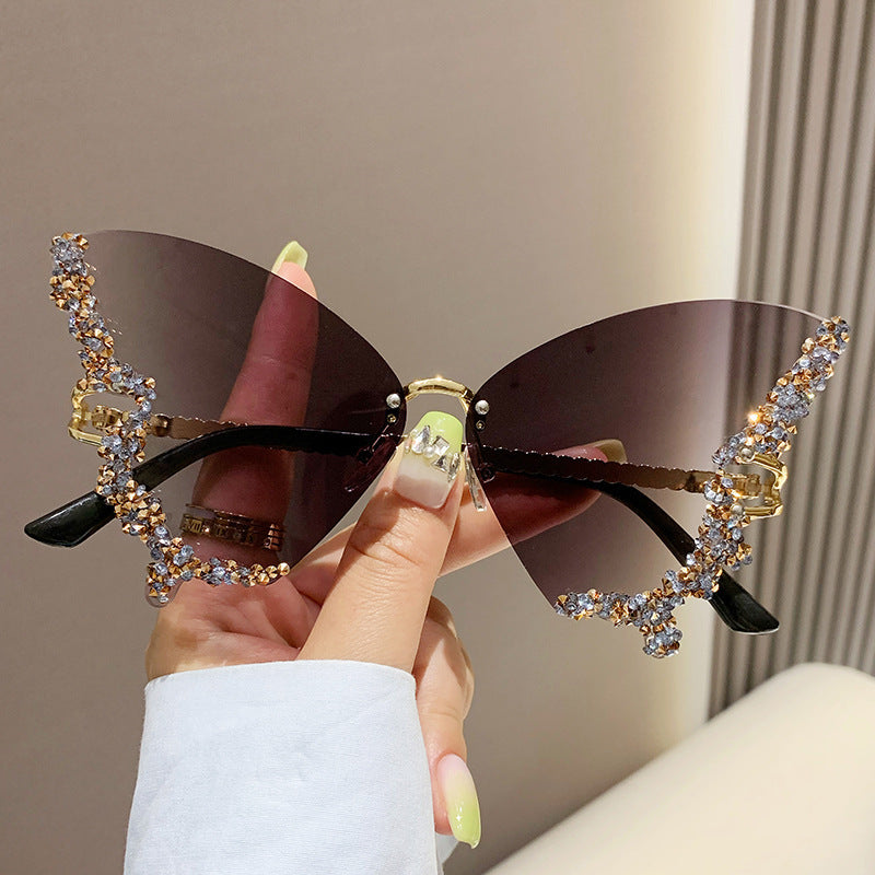 Women's gradient grey diamond sunglasses