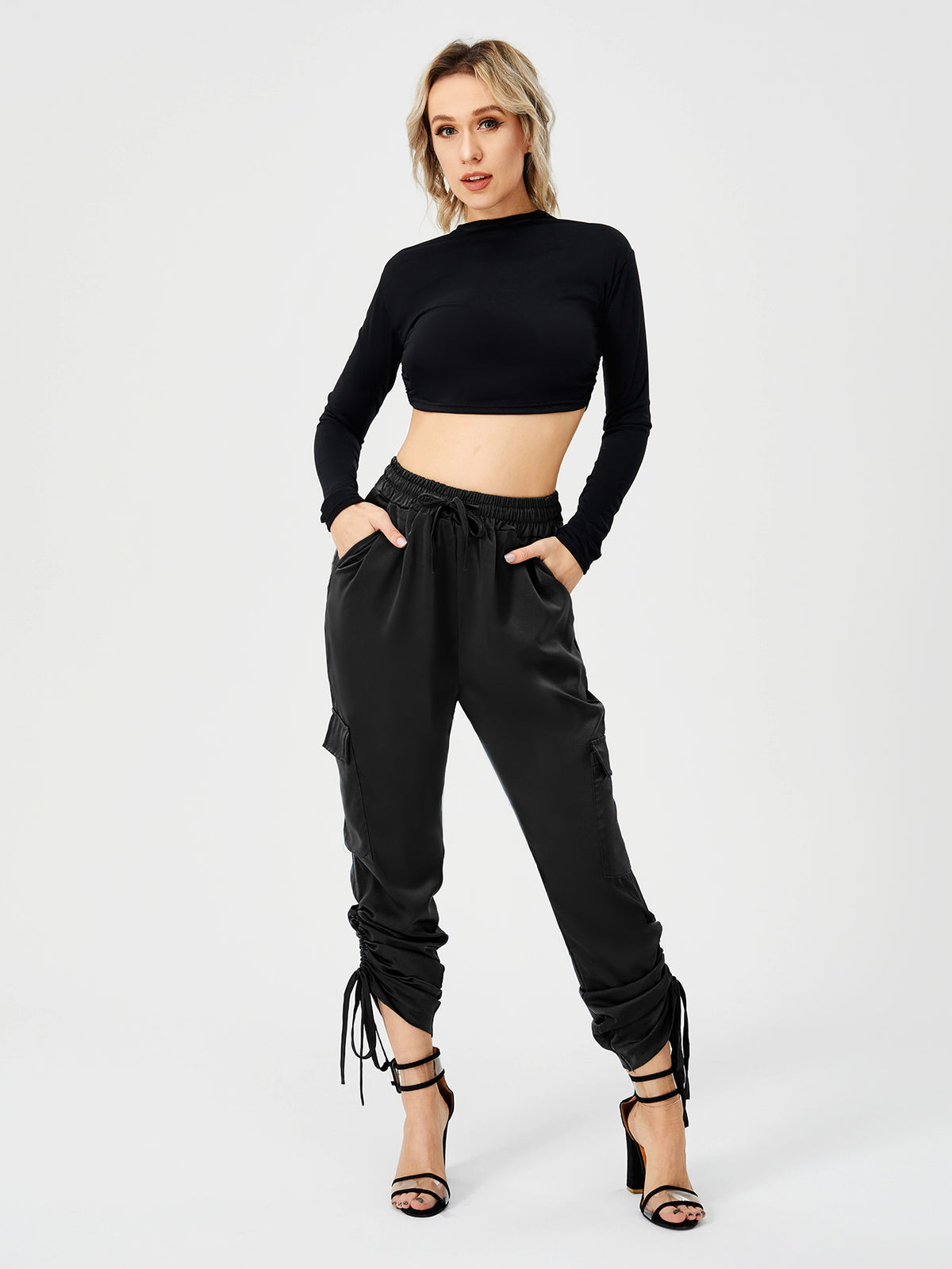 Alternate view: Women's satin jogger pants