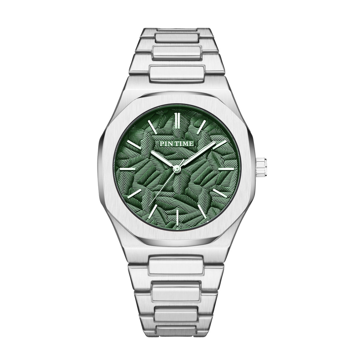Men's palm leaf embossed watch