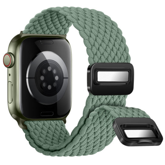 Unisex wave pattern olive green integrated watch band
