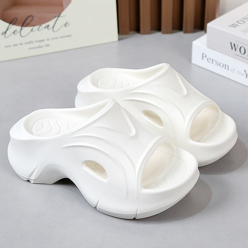 Women's white thick sole slippers