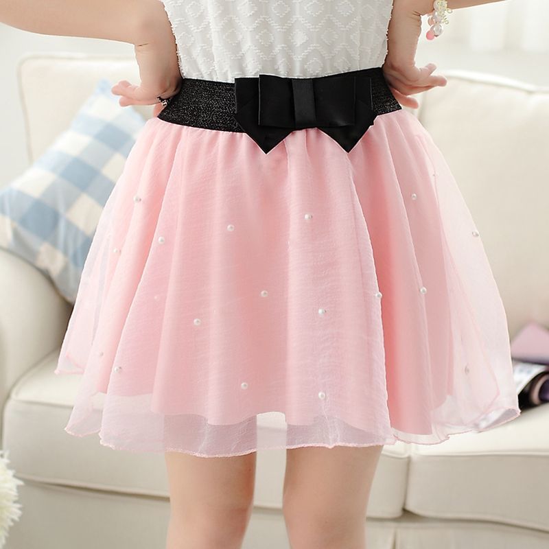 Women's pearl organza skirtpink skirt