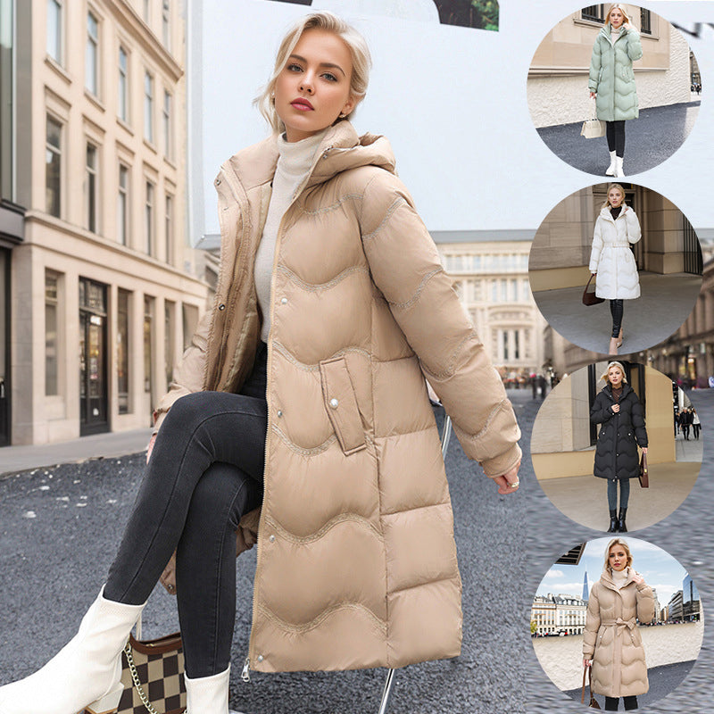 Women's mid-length down jacket