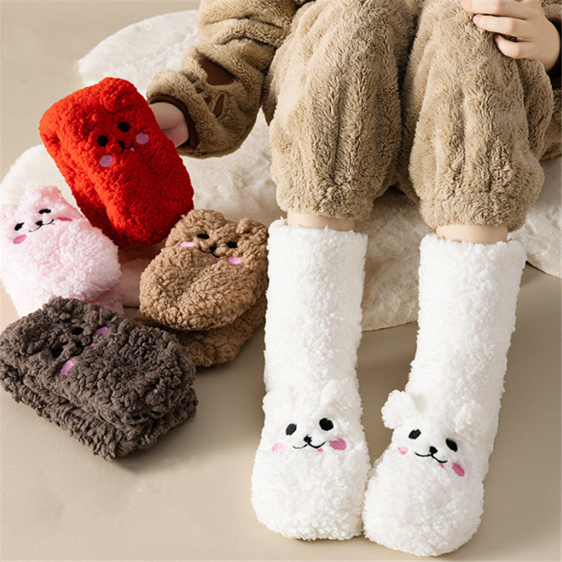 Fuzzy Coral Velvet Socks - view 1