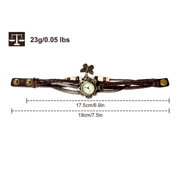 Vintage boho faux leather wrap bracelet watch for women - view 4