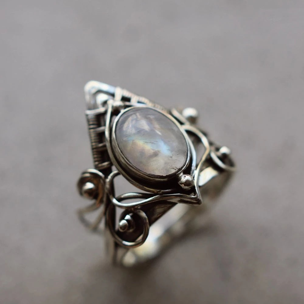 Alternate view: Women's moonstone crystal ring