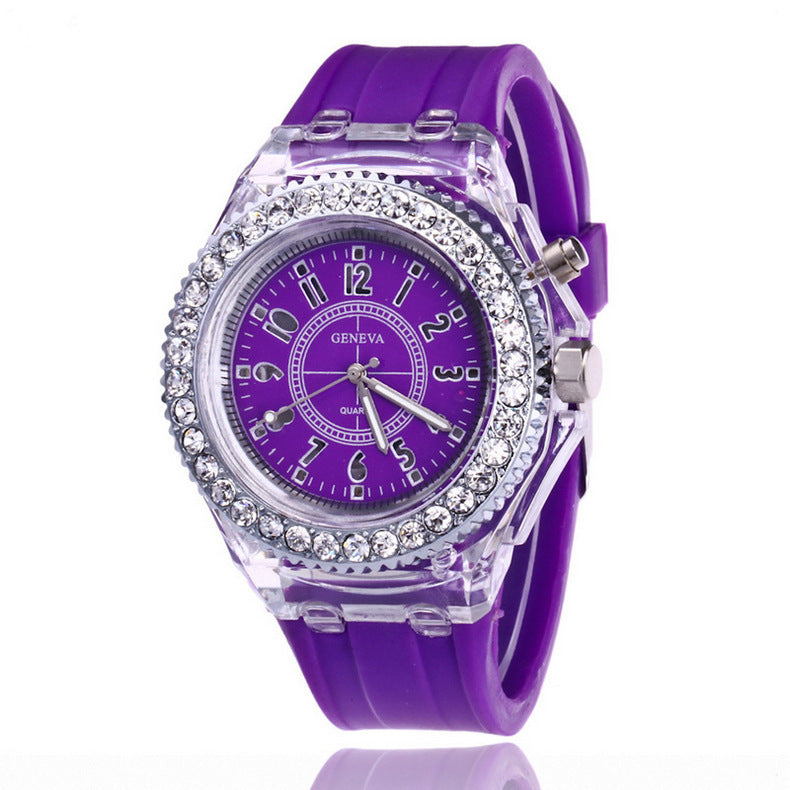 Women's violet LED luminous watch