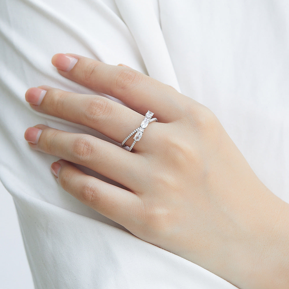 Women's 925 silver rotary cross ring