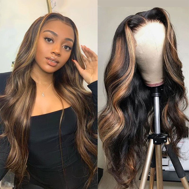 Women's long curly fiber wig