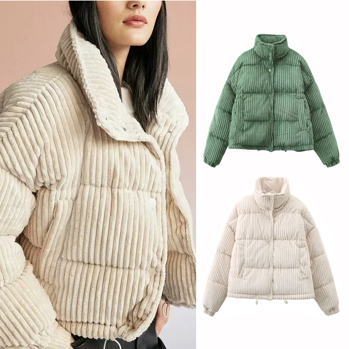 Alternate view: Women's corduroy puffer jacket