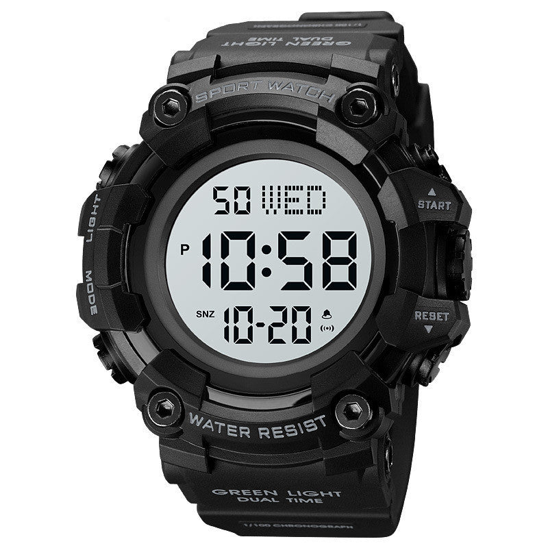 Unisex black white machine large dial watch