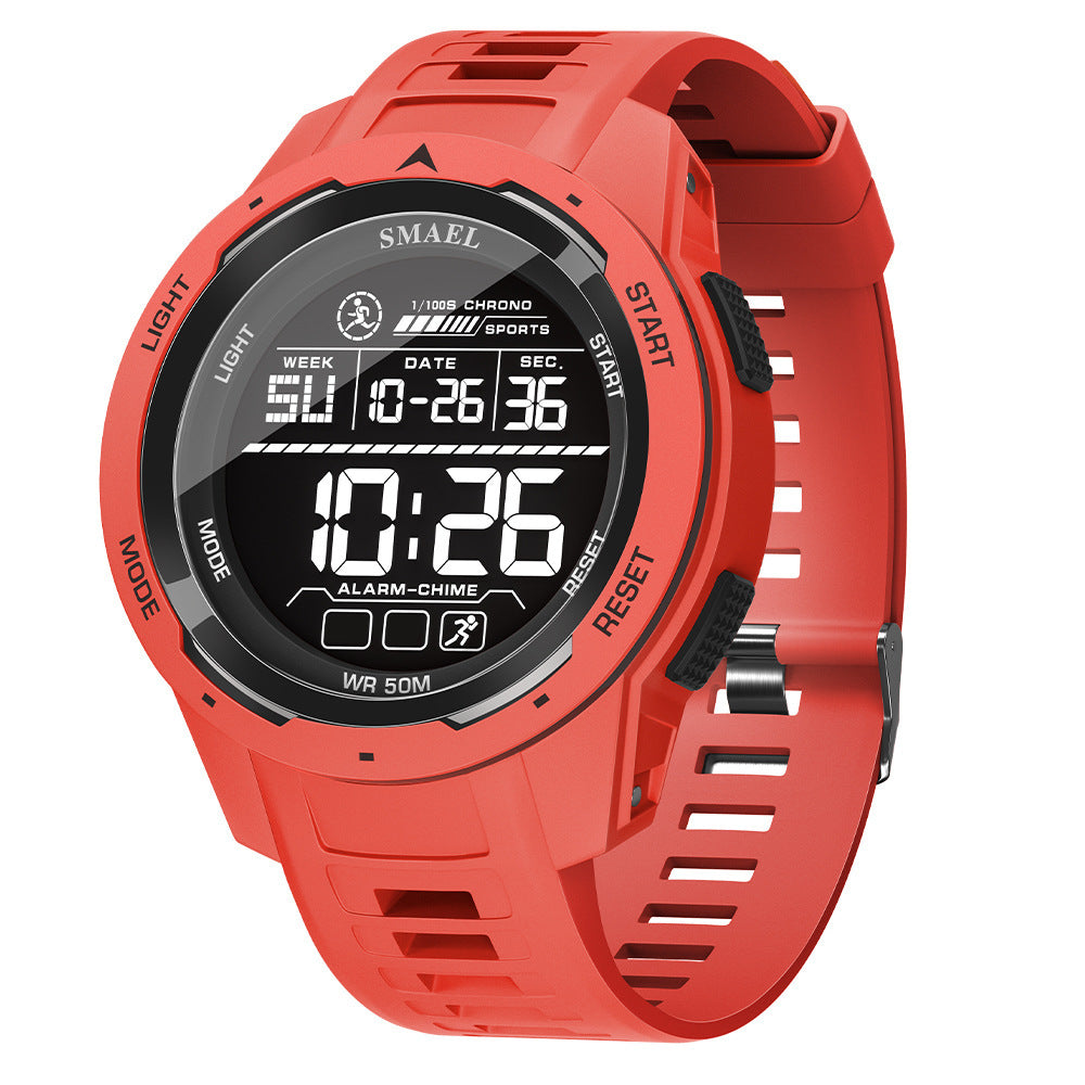 Unisex red LED watch