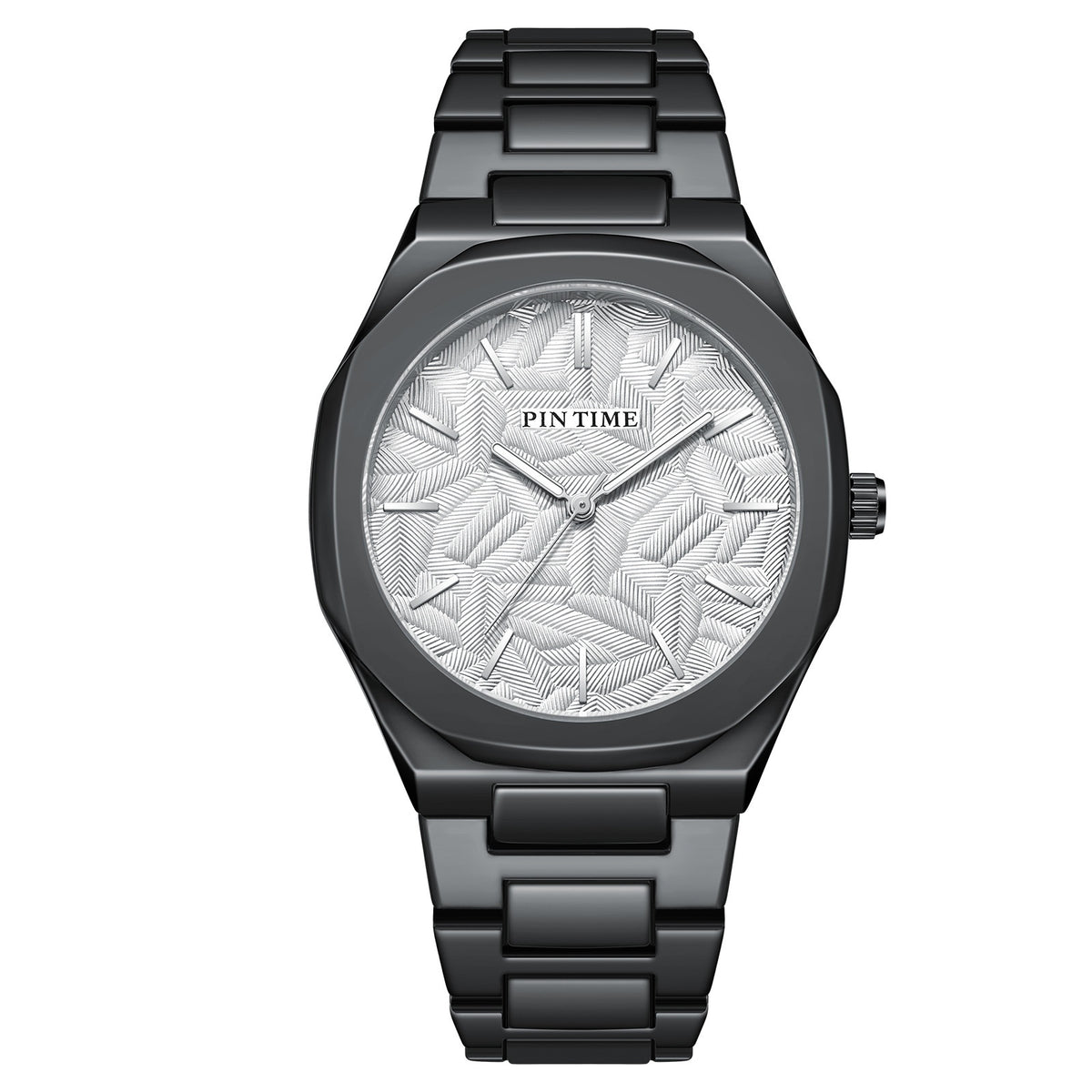 Men's palm leaf embossed watch