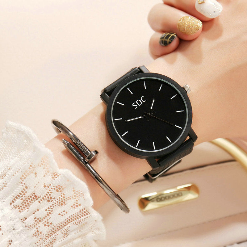 Unisex simple style all black & watch
