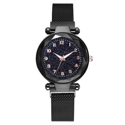 Unisex black starry sky watch