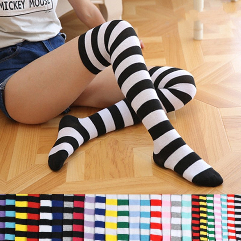 Women's Striped Thigh High Socks - view 1