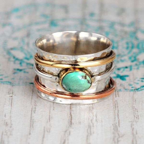 Alternate view: Unisex vintage turquoise ring