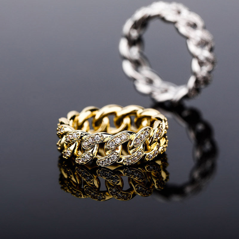 Unisex cuban chain zircon ring