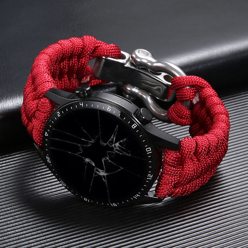 Unisex red paracord braided watch strap