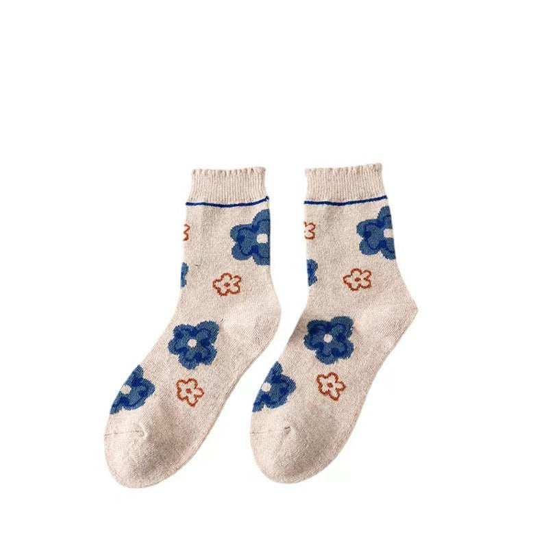 Unisex blue large pattern socks