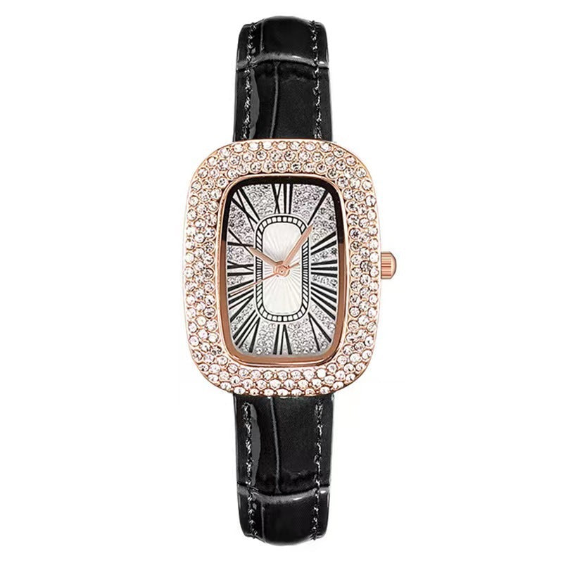 Women's black casual quartz watch