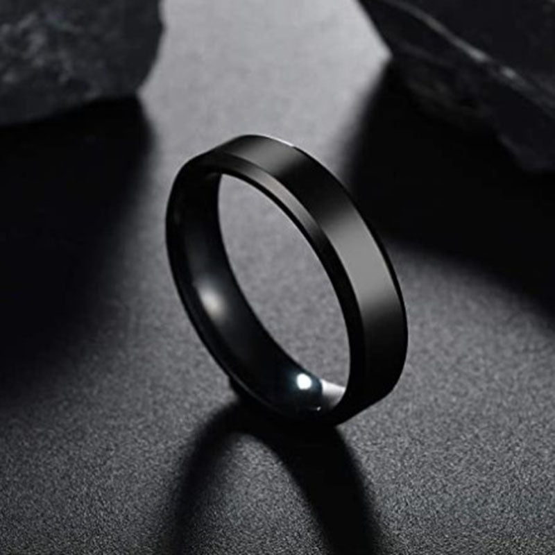 Unisex black stainless ring