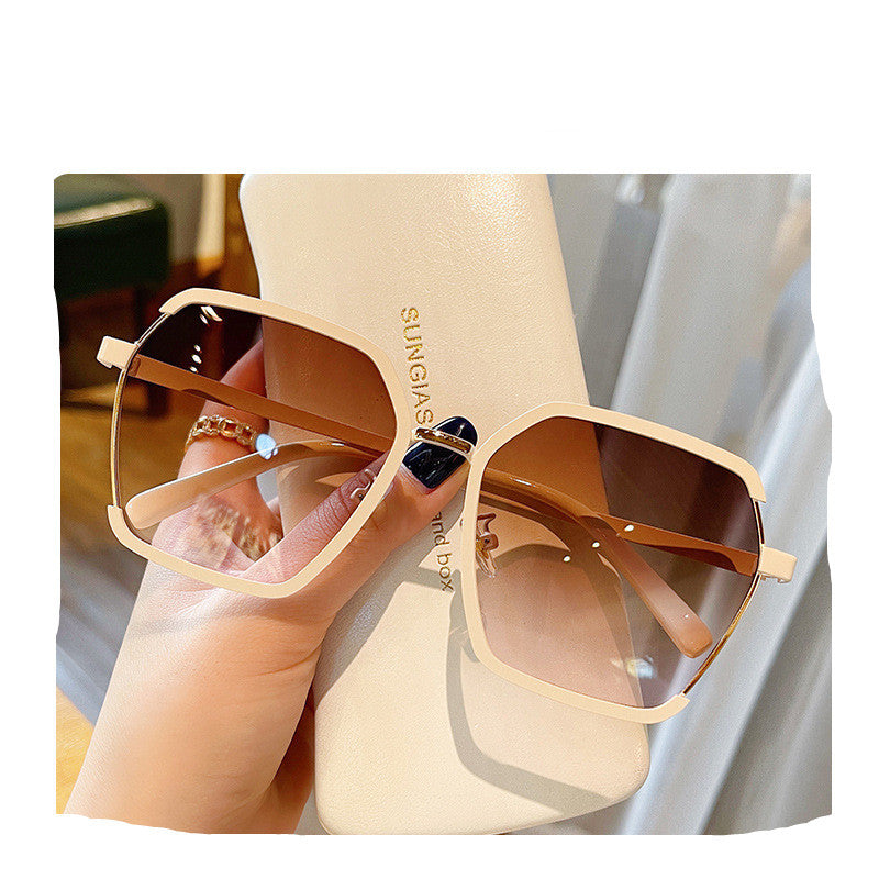 Women's milk tea frame gradient tea UV sunglasses