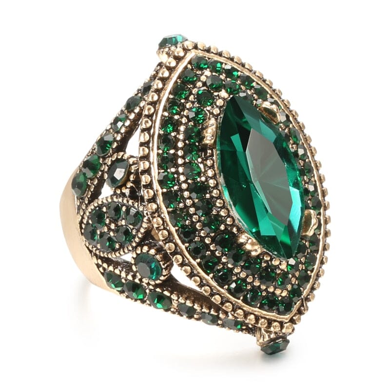 Women's green crystal ring
