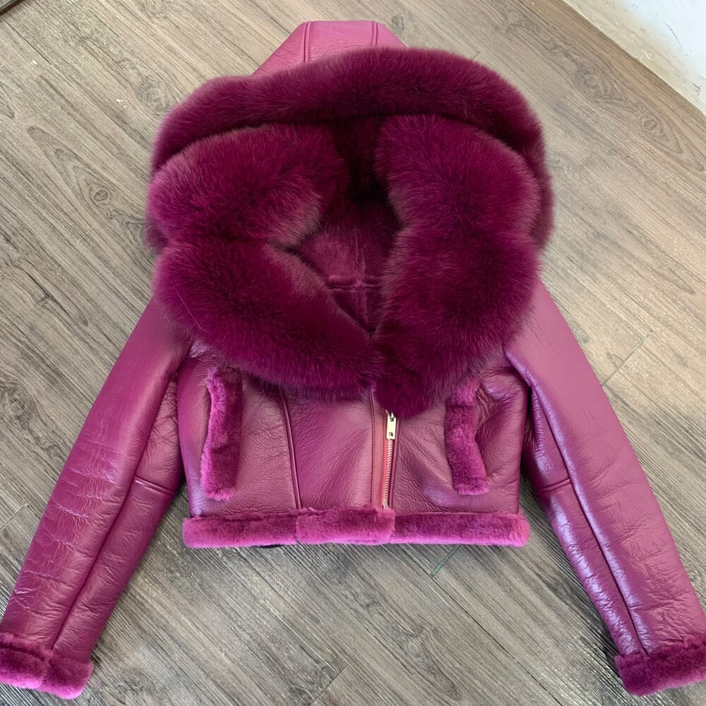 Alternate view: Women's hooded lamb fur jacket