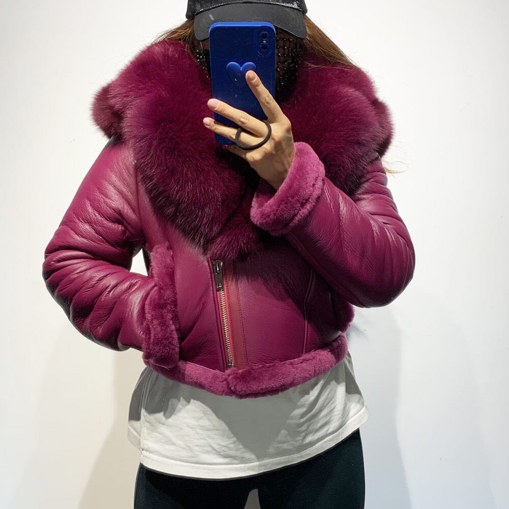 Alternate view: Women's hooded lamb fur jacket