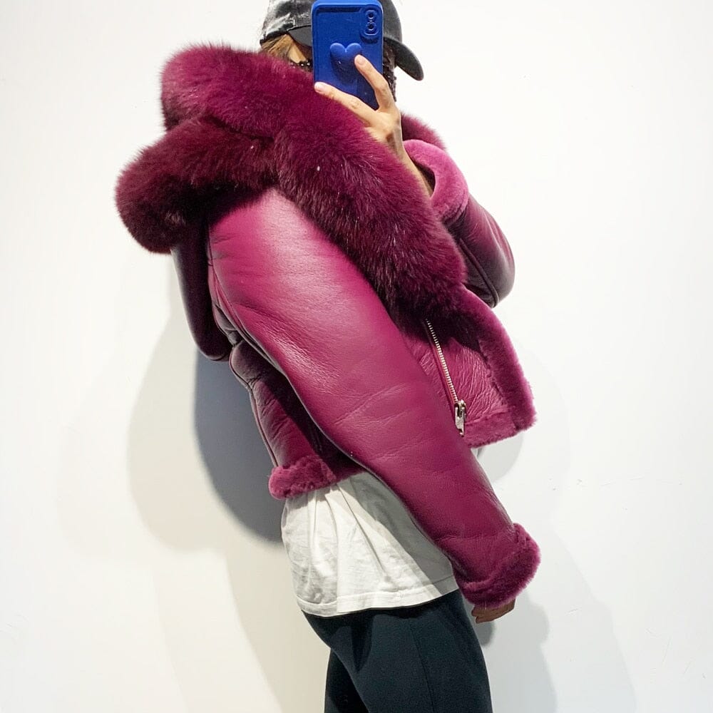 Alternate view: Women's hooded lamb fur jacket