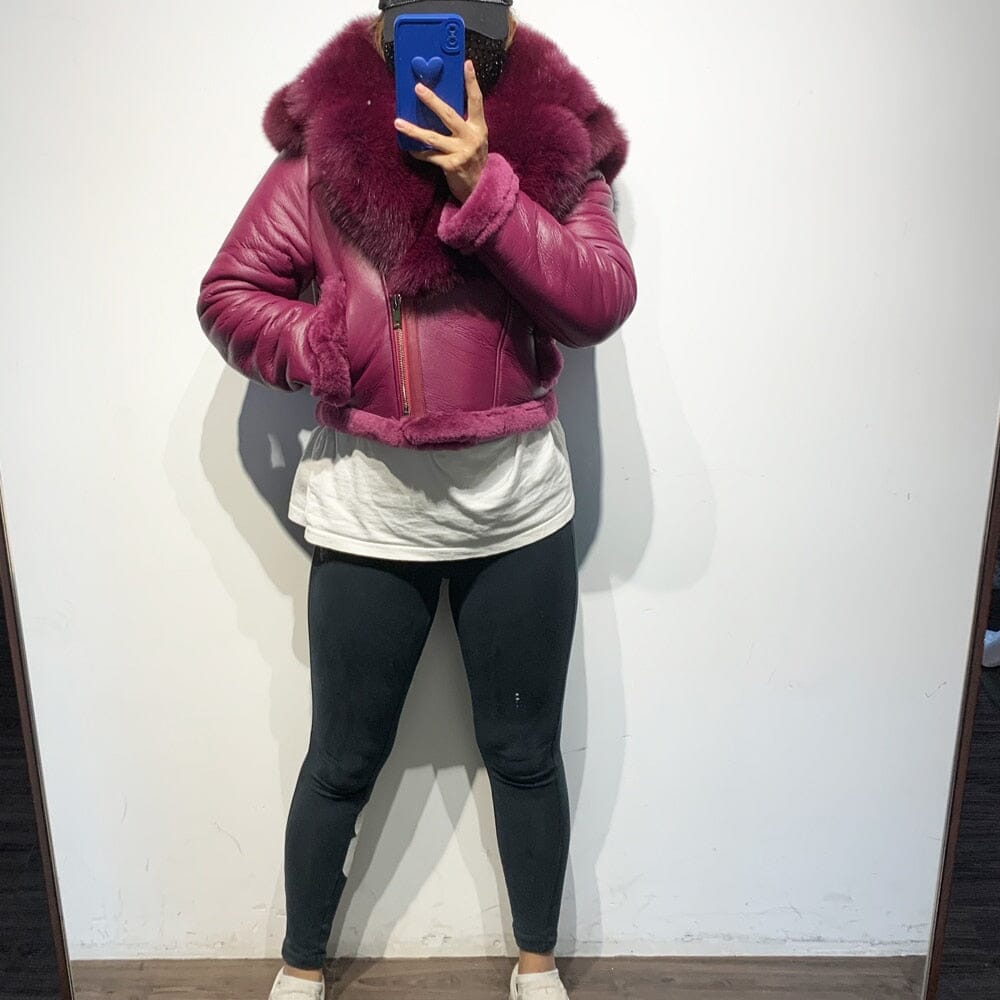 Alternate view: Women's hooded lamb fur jacket