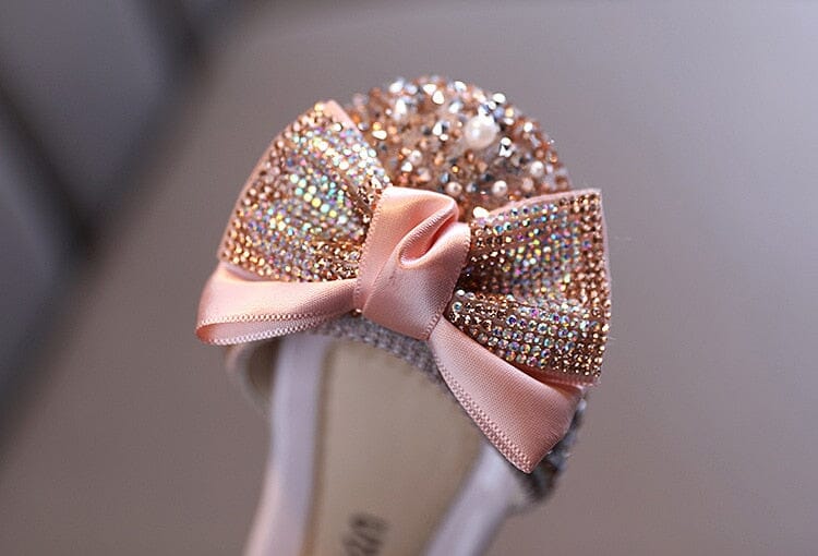 Kids rhinestone bow shoes