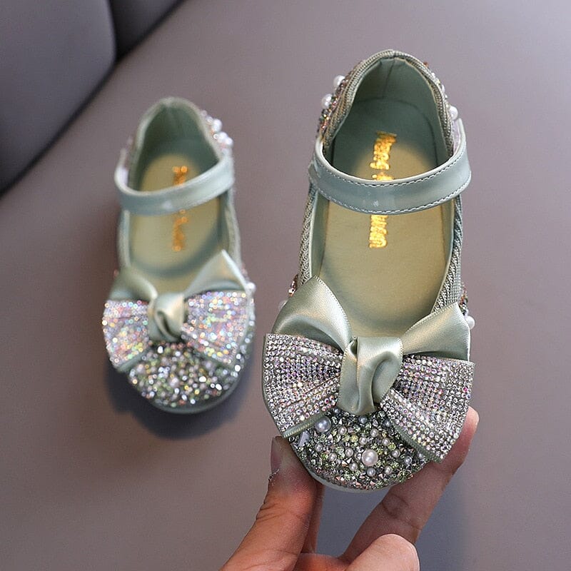 Kids rhinestone bow shoes