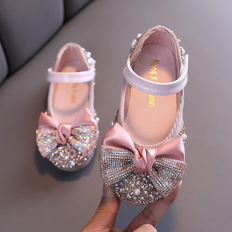 Kids rhinestone bow shoes