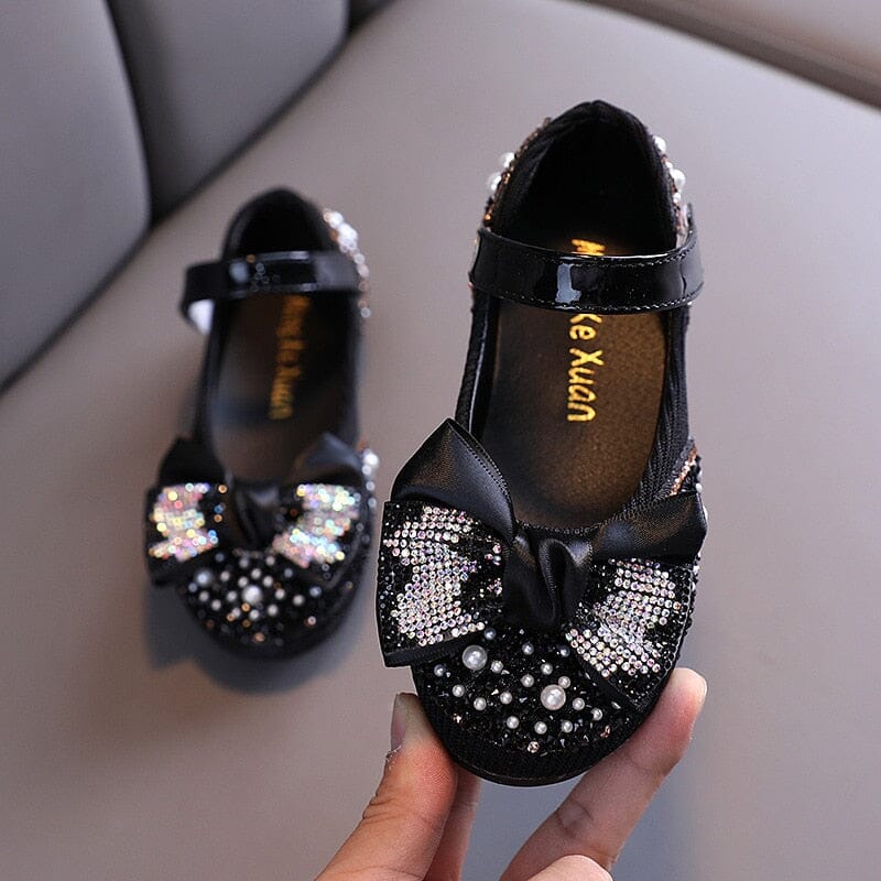 Kids rhinestone bow shoes